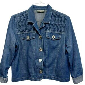 Vintage 90s Y2k Saint Germain Petite Medium Jean Jacket Blue Jean Coastal Boho